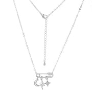 Safety Pin with Charms Necklace