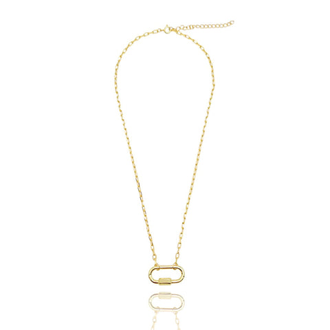 18K Gold Filled Gold Oval Screw Carabiner Clasp Necklace (XX13) – MIA J
