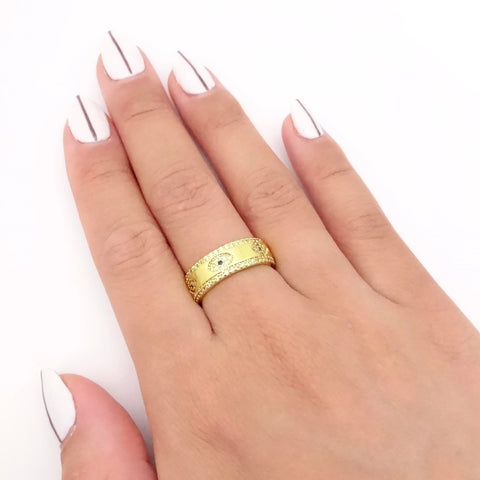 Baby Pink Round Evil Eye Ring ( Gold ) Adjustable – Cenora Jewellery