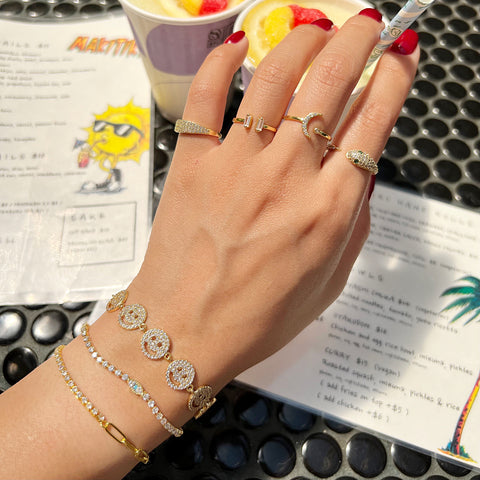Lisa Gozlan Happy Face Bracelet in Gold | REVOLVE