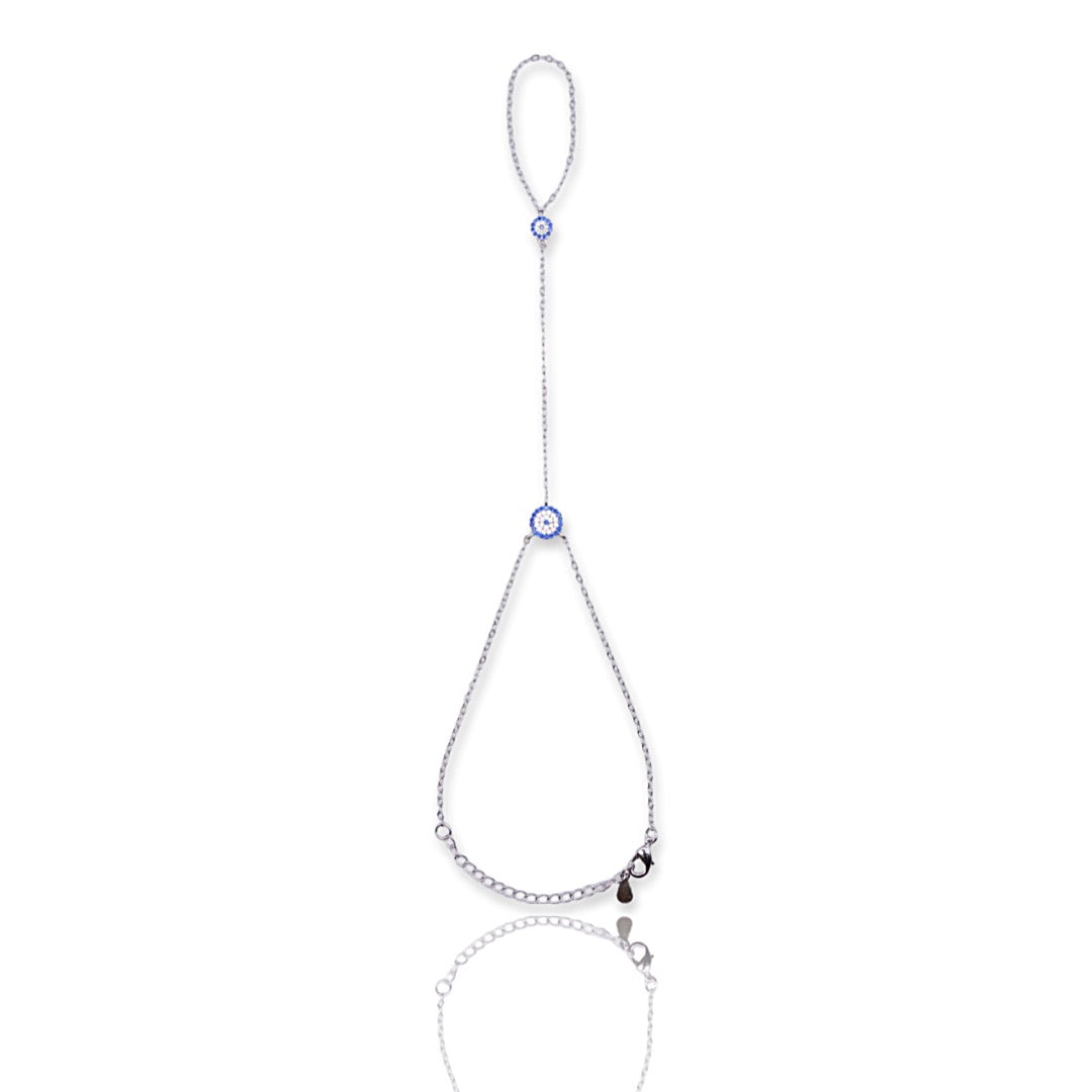 KIKICHIC | NYC | CZ Evil Eye Hand Chain Bracelet Sterling Silver