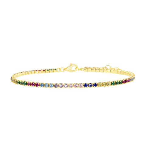 18K Gold Rainbow Tennis Bracelet