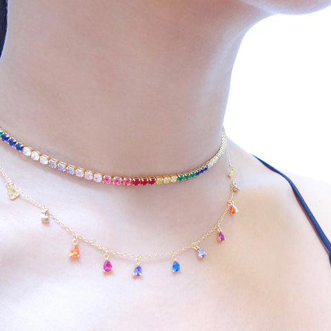 Rainbow diamond choker Clearance