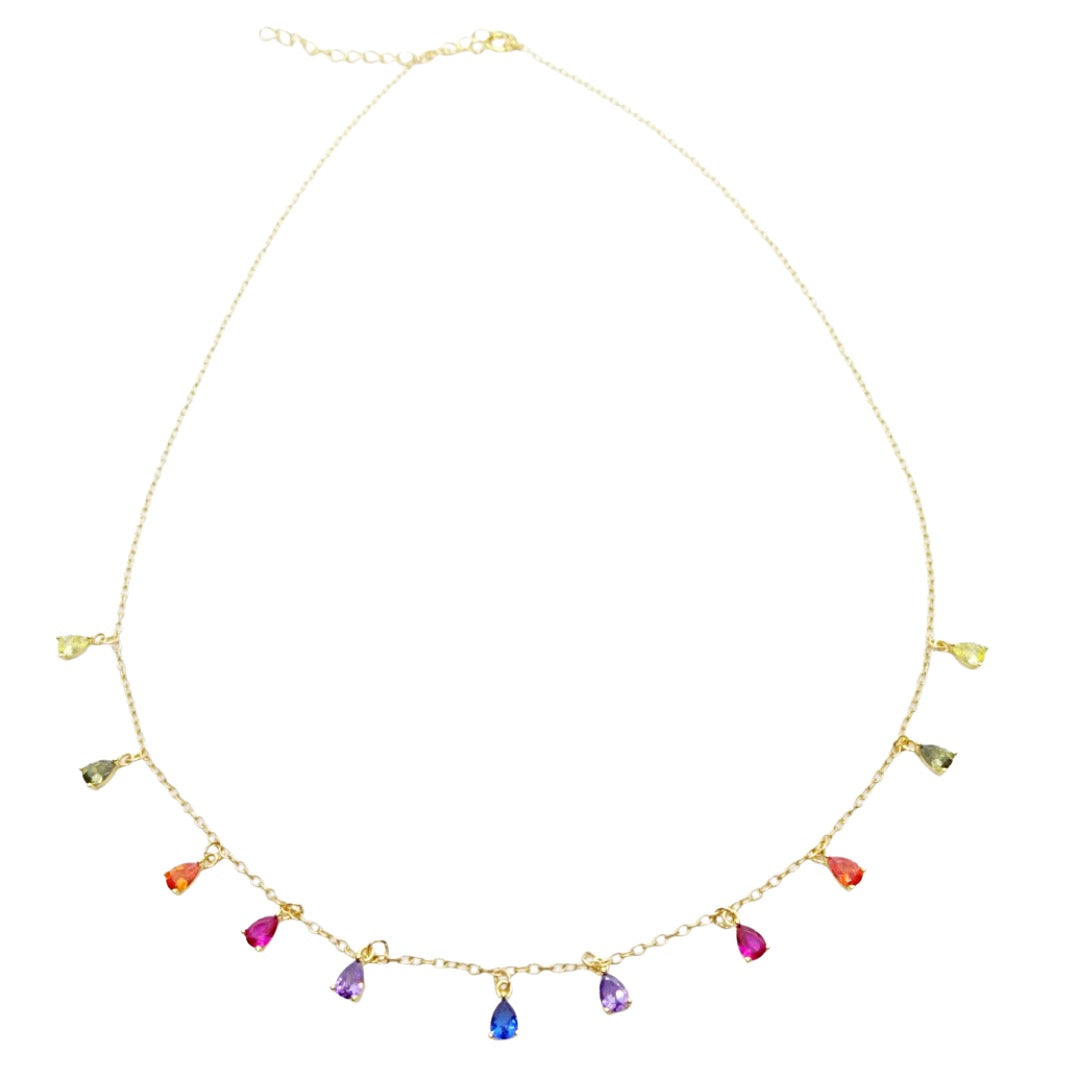 KIKICHIC | NYC | Rainbow Teardrop Dangling Necklace Sterling