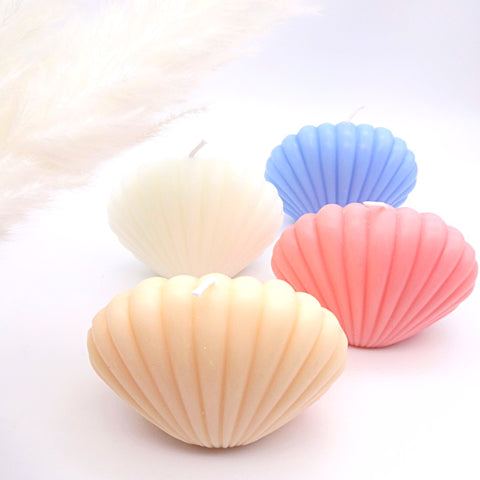 KIKICHIC White Seashell Shape Candles, Summer Colorful Candle, Shell Shaped Pink Candle, Decorative Shell Blue Candle, Glamorous Sea Shell Candles, BFF Gift Candles, Holiday Candle, Beach House White Candle, Hand pour Beach Nude Candle