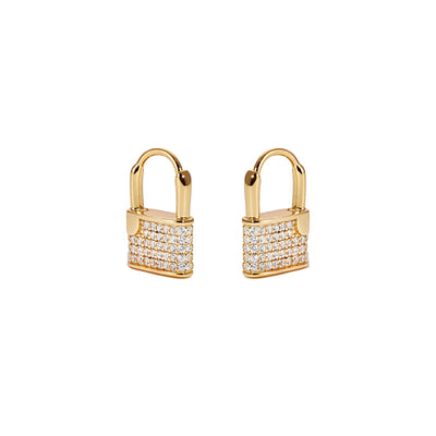 KIKICHIC Small CZ Diamond Lock Hoop Earrings 18k Gold, CZ Padlock Hoop Earrings Gold, Lock Hoop Earrings, Dainty Gold Lock Earrings, Tiny Hoop Lock Earrings Gold, Dangling Lock Earrings Gold, Lock Charm Hoop Earrings.