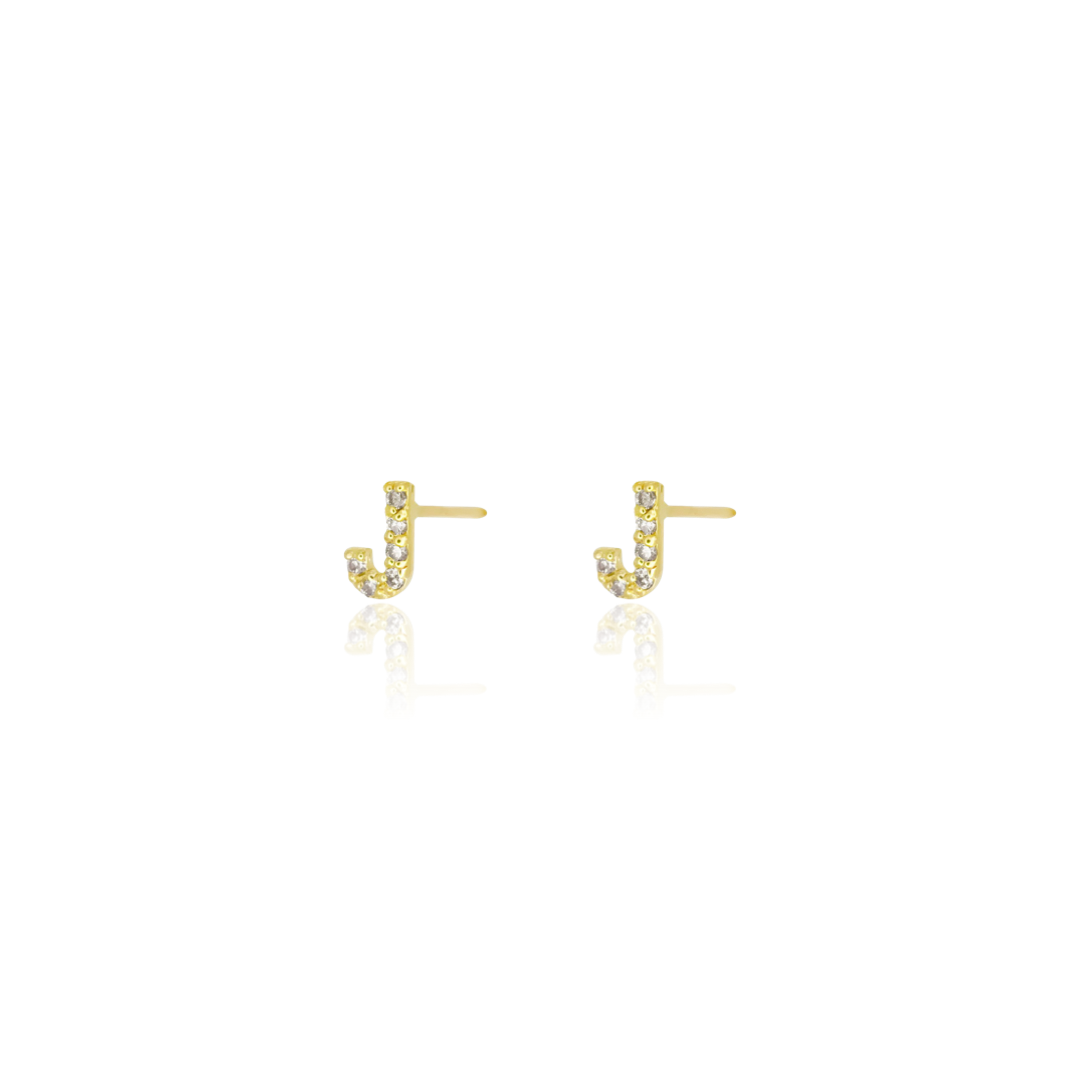 Kiki♡ KIKICHIC | NYC | Letter J Stud Earrings CZ Pave Sterling