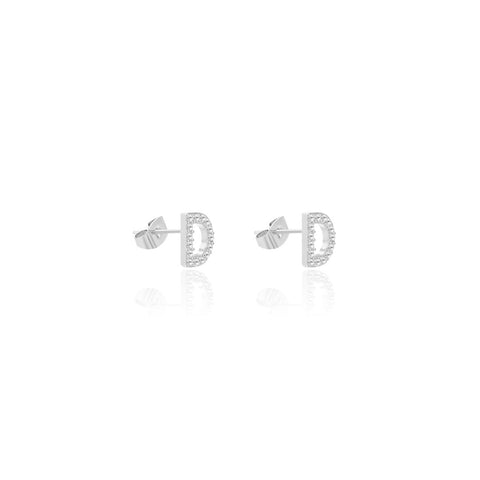 KIKICHIC Letter D Stud Earrings CZ Diamond Sterling Silver, Tiny Single Letter D Stud Earrings, White Gold CZ Diamond Initial D Stud Earrings, Small CZ Letter D Stud Earrings, CZ Pave Letter D Initial Name Stud Earrings, Name Initial D Earrings Small.