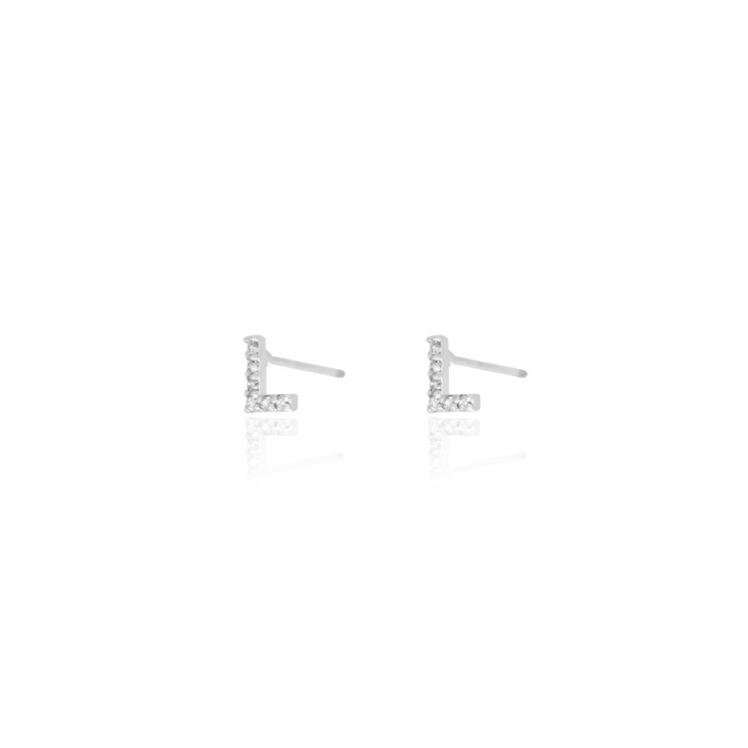 KIKICHIC | NYC | Letter L Stud Earrings CZ Pave Sterling Silver