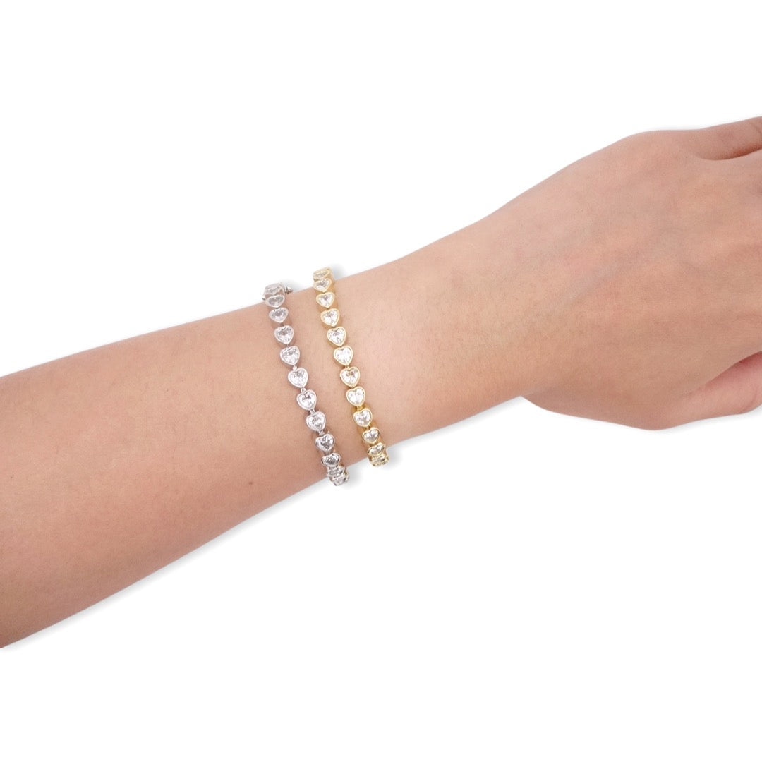 KIKICHIC | NYC | CZ Diamond Bezel Set Heart Tennis Bracelet
