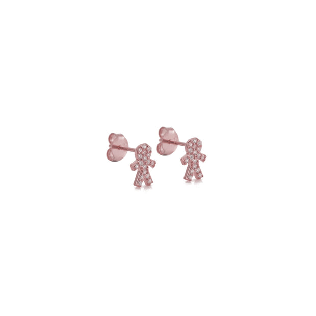 KIKICHIC CZ Pave Little Boy Stud Earrings Sterling Silver, Rose Gold Boy Shape Stud Earrings, 18k Gold Mini Mom Earrings, CZ Pave Diamond Boy Figure Earrings Silver, Diamond Kid Shape Earrings, Yellow Gold Children Earrings, Minimalist Tiny Children Family Lover Stud Earrings.