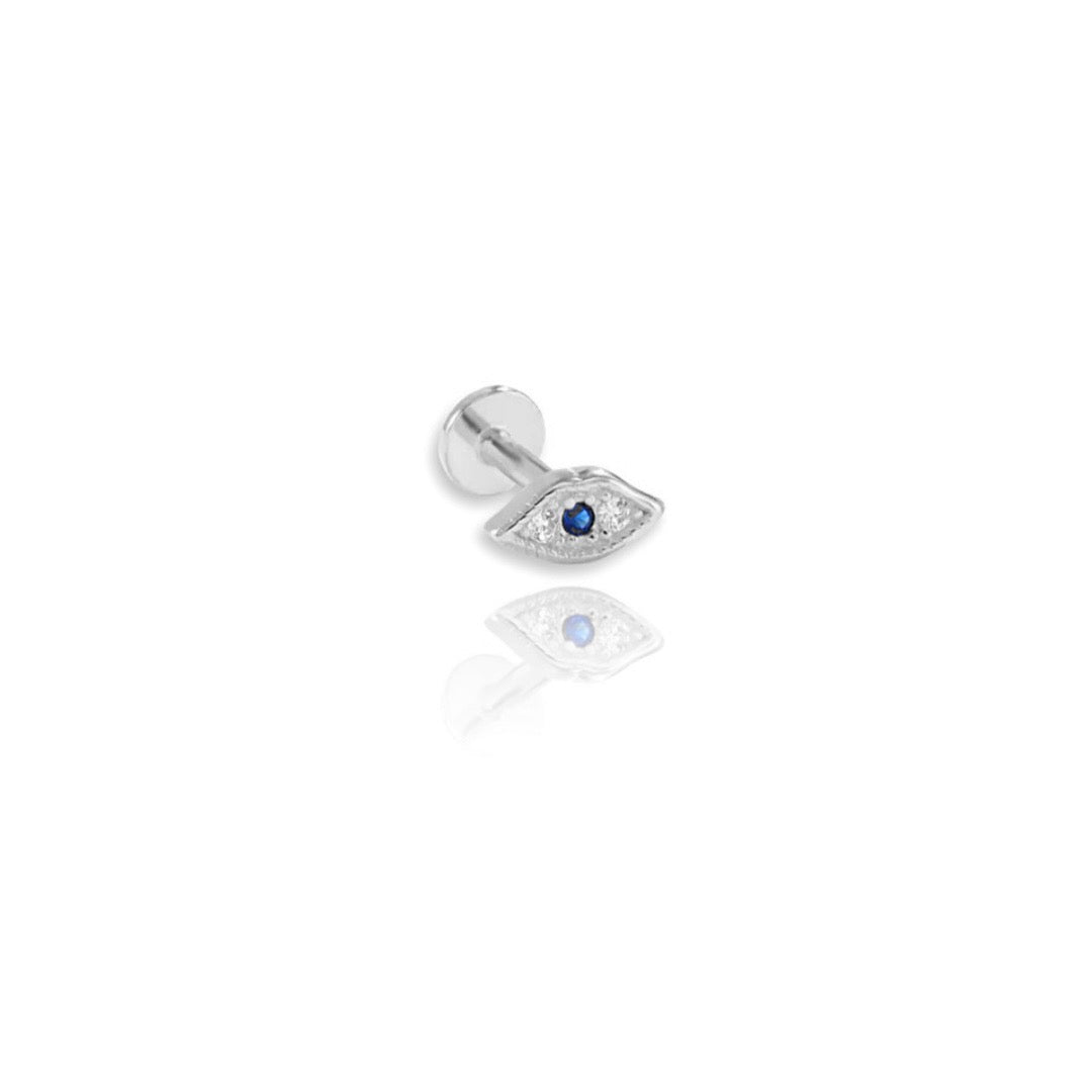 Tiny evil eye stud earring shops sterling silver • CZ protection earrings • helix stud • turquoise simulant stud earring • good luck evil eye stud