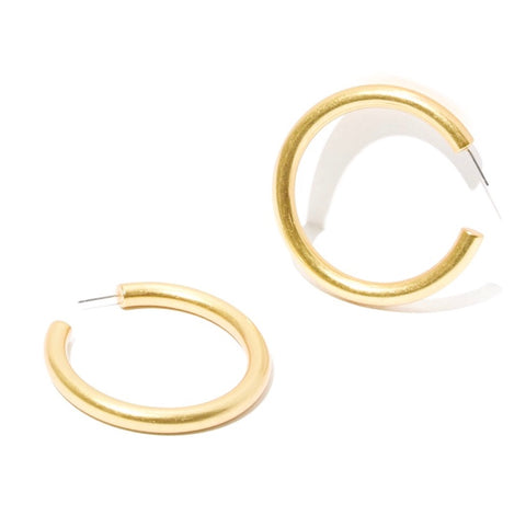 Lady's 14K Yellow Gold Medium Hoop Earrings With Rhodium Edg | Lee Ann's  Fine Jewelry | Russellville, AR