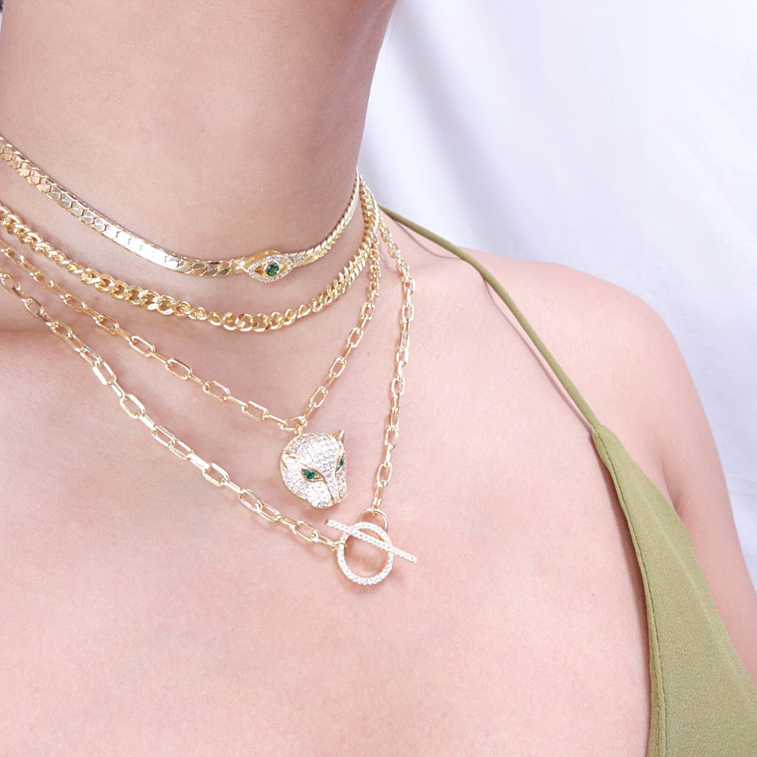 KIKICHIC | NYC | Green Evil Eye Diamond Herringbone Snake