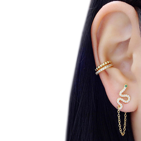 CZ Snake Chain Stud Earrings