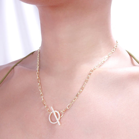 Diamond Clasp Paperclip Necklace and Chain