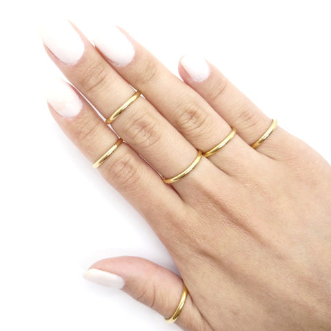 2 Piece Stackable Textured 14K Gold Rings – Noita Designs