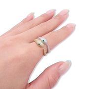 KIKICHIC CZ Diamond Pave Green Eyes Snake Stackable Rings Sterling Silver (925), Cubic Zirconia Pave Modern Green Eyes Snake Claw Ring 14k Gold, CZ Snake Gold Claw Ring Adjustable, Minimal Claw Designs Eyes Snake CZ Open Ring Adjustable Sterling Silver (925), Snake Crystal Ring, Dainty CZ Diamond Snake Ring