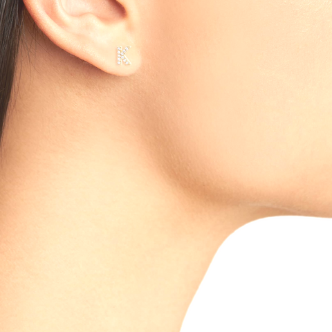 K♡ KIKICHIC | NYC | Letter K Stud Earrings CZ Pave Sterling