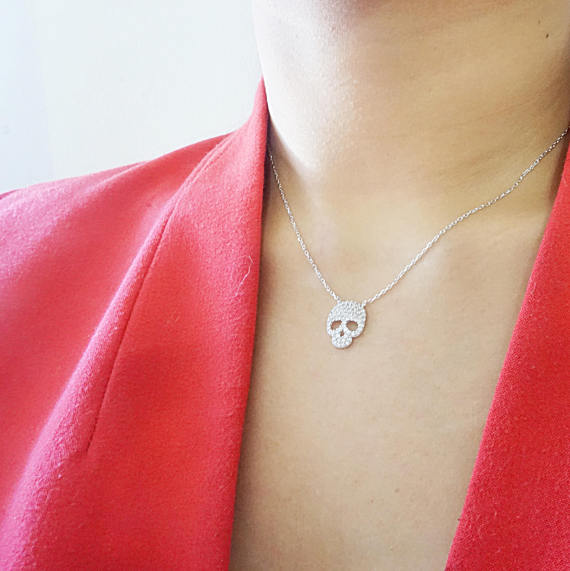 Sterling silver sugar skull necklace shop